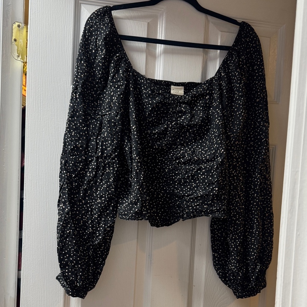 a new day Black and White Polka Dot Blouse